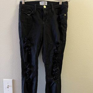 FRAME ripped black skinny jeans size 25
